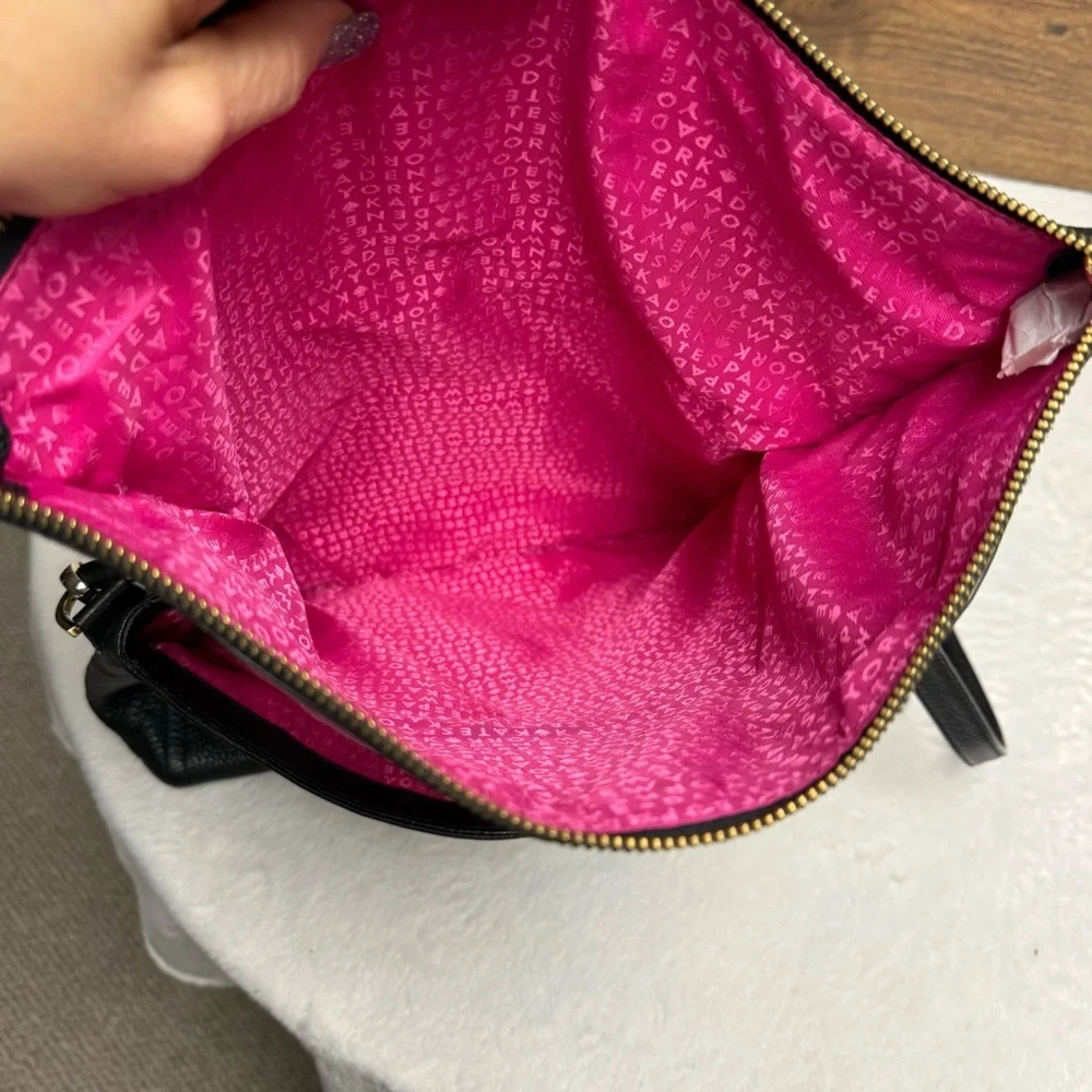Kate Spade Black Leather large tote/  Shoulder Bag pink interior